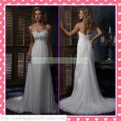 2012 Hot Sale Free Shipping Strapless White Chiffon Empire Maternity Applique Wedding Dress H067