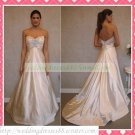 Strapless White Satin Empire Maternity Applique Beaded Wedding Dress Bridal Gown H070