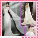 One Shoulder White Chiffon Empire Maternity Bridal Dress Ruffled Beaded Wedding Dress Bridal Gown