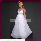 Double Straps White Chiffon Ruffled Empire Maternity Bridal Dress Applique Beaded Wedding Dress