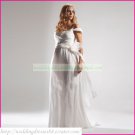 Double Spaghetti White Chiffon Empire Maternity Bridal Dress Ruffled Wedding Dress Bridal Gown
