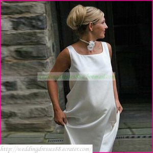 2011 Hot Sale Double Straps White Satin Maternity Bridal Dress Wedding Dress Bridal Gown