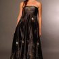 Strapless Black Taffeta Empire Maternity Bridal Dress Applique Peacock Feather Wedding Dress
