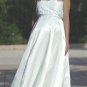 Strapless White Satin Empire Maternity Bridal Dress Lace Beaded Wedding Dress BrIdal Gown