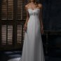2012 Hot Sale Free Shipping Strapless White Chiffon Empire Maternity Applique Wedding Dress H067