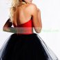 2012 Hot Sale Strapless  Black Red Organza Cocktail Dress Homecoming Dress Graduation Dress C004