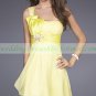 Hot Sale One Shoulder Yellow Chiffon Beaded Cocktail Dress Homecoming Dress Graduation Dress C006
