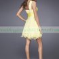 Hot Sale One Shoulder Yellow Chiffon Beaded Cocktail Dress Homecoming Dress Graduation Dress C006