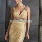 2012 Hot Sale Double Straps Gold Stretch Satin Ruffled Beaded Cocktail Dress Homecoming Dress C007