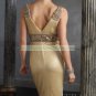 2012 Hot Sale Double Straps Gold Stretch Satin Ruffled Beaded Cocktail Dress Homecoming Dress C007