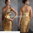 2012 Hot Sale Strapless Gold Stretch Satin Ruffled Beaded Cocktail Dress Homecoming Dress C008