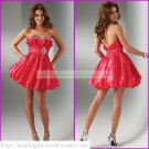 2012 Hot Sale Strapless Red Taffeta Ruffled Beaded Cocktail Dress Homecoming Dress C012