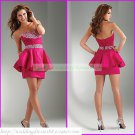 2012 Hot Sale Strapless Red Taffeta Ruffled Beaded Cocktail Dress Homecoming Dress C019