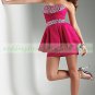 2012 Hot Sale Strapless Red Taffeta Ruffled Beaded Cocktail Dress Homecoming Dress C019