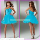 2012 Hot Sale Strapless Blue Taffeta Organza Ruffled Cocktail Dress Homecoming Dress C021