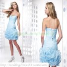 2012 Hot Sale Strapless Blue Organza Ruffled Beaded Cocktail Dress Homecoming Dress C024