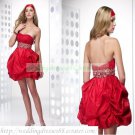2012 Hot Sale Strapless Red Taffeta Ruffled Beaded Cocktail Dress Homecoming Dress C031