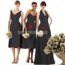 Double Straps Brown Taffeta Ruffled Bridesmiad Dress Evening DressB1- A