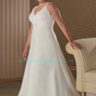 Hot Sale Double Straps White Chiffon Ruffled Beaded Plus Size Bridal Dress Wedding Dress