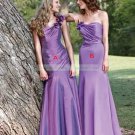 2012 Hot Sale One Shoulder Purple Taffeta Ruffled Bridesmiad Dress Evening Dress B11-A