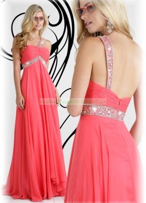 2012 Hot Sale One Shoulder Orange Red Chiffon Ruffled Beaded Empire Evening Dress Party Dress