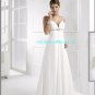 Double Spaghetti White Chiffon Empire Maternity Bridal Dress Pleated V-neck Beaded Wedding Dress