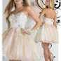 2012 Strapless Champagne Organza Ruffled Beaded Red Green White Flowers Cocktail Dress P6