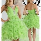 2012 Hot Sale Strapless Green Organza Ruffled Beaded Cocktail Dress Homecoming Dress P7