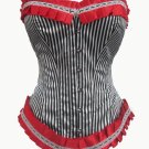 Black White Sexy Lingerie Floral Brocade Overbust Corset Sweetheart with Lace Up Back  Bodysuits