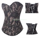 Sexy Lingerie Floral Brocade Overbust Corset Sweetheart with Lace Up Back  Bodysuits S43