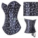 Sexy Lingerie Floral Brocade Overbust Corset Sweetheart with Lace Up Back  Bodysuits S47
