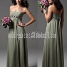 Custom Prom Dress Sage Green Chiffon Bridesmaid Dress Braided Long Olive Empire Evening Dress 6 PCS