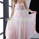 2012 Hot Sale Strapless Pink Chiffon Ruffled Beaded Evening Dress Party Dress 49-10