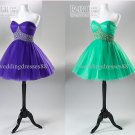 2012 Hot Sale Strapless Purple Green Organza Ruffled Beaded Cocktail Dress Homecoming Dress