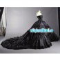 Free Petticoat Strapless Pleated Black Taffeta Ball Gown Royal Bridal Gown Quinceanera Dress
