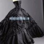 A-line Vintage Strapless Ruffles Black Taffeta Royal Bridal Wedding Dress & Corset Free Petticoat