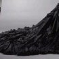 A-line Vintage Strapless Ruffles Black Taffeta Royal Bridal Wedding Dress & Corset Free Petticoat