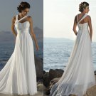 Halter Straps White Chiffon Maternity Wedding Dress Empire Waist  Beach Bridal Gown MG382