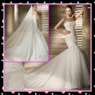 Strapless Mermaid Organza Lace Fashion Wedding Dress,Free Shipping White Bridal Gown M050