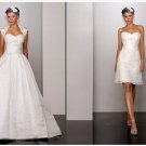 Two in One Piece White Satin Lace Dismountable Bridal Wedding Dress Gown (H313)