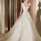 Cap Sleeve Ivory Tulle Organza Lace Empire Maternity Wedding Dress Luxury Bridal Gown L15