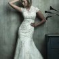Custom Mermaid White Ivory Alencon Lace Jeweled Wedding Dress V-neck Bridal Gown C150