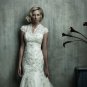 Custom Mermaid White Ivory Alencon Lace Jeweled Wedding Dress V-neck Bridal Gown C150