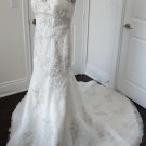 Custom Mermaid White Ivory Alencon Lace Jeweled Wedding Dress V-neck Bridal Gown C150