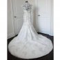 Custom Mermaid White Ivory Alencon Lace Jeweled Wedding Dress V-neck Bridal Gown C150