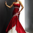 Strapless Champagne Lace Red Taffeta Bridal Gown Mermaid Wedding Dress