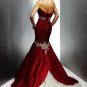 Strapless Champagne Lace Red Taffeta Bridal Gown Mermaid Wedding Dress