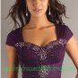 Cap Sleeves Purple Chiffon Pleated Beaded the Mother of  Bridal Dress Long A-line Evening Dress