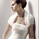 White Ivory Organza Wedding Jackets Pleated Short Sleeves Bridal Bolero Jacket Shawl