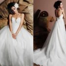 Halter Whte Oranza Ruffled Beaded Empire Maternity Wedding Dress